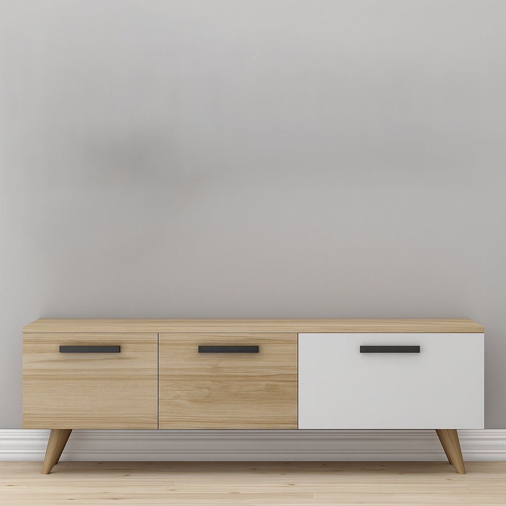 طاولة تلفزيون 140 × 30 × 45 سم – خشبي وأبيض – AZ30022
