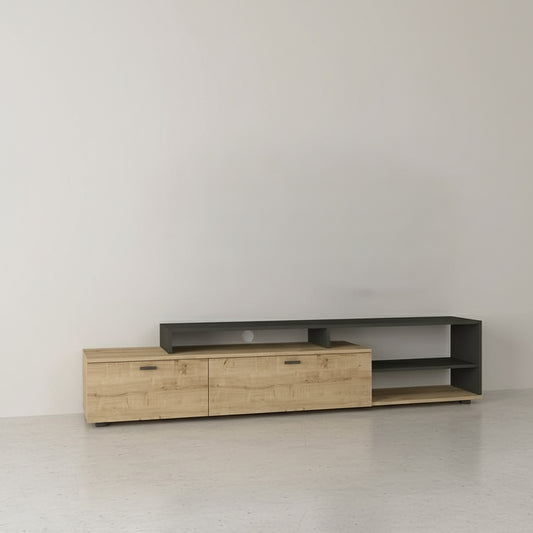 طاولة تلفزيون، 220 × 35 × 45 سم – خشبي ورمادي – AZ30027
