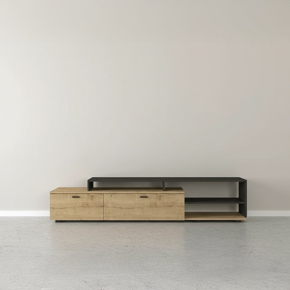 طاولة تلفزيون، 220 × 35 × 45 سم – خشبي ورمادي – AZ30027
