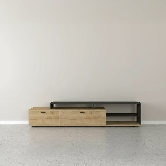 طاولة تلفزيون، 220 × 35 × 45 سم – خشبي ورمادي – AZ30027
