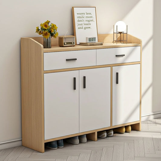 Shoe Cabinet, 160 × 35 × 100 cm - Wooden and White  - AZ4001