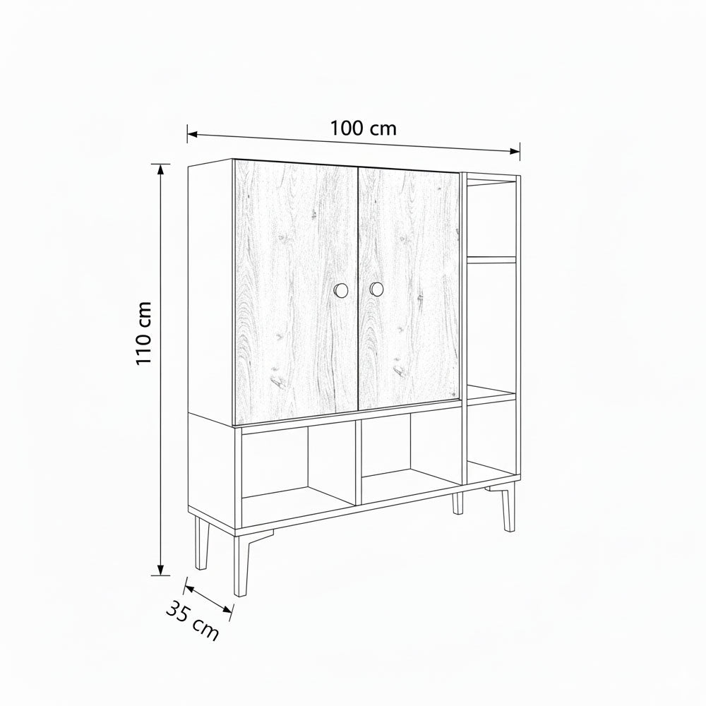 جزامة، 100 × 35 × 110 سم - بني وأسود - AZ40013