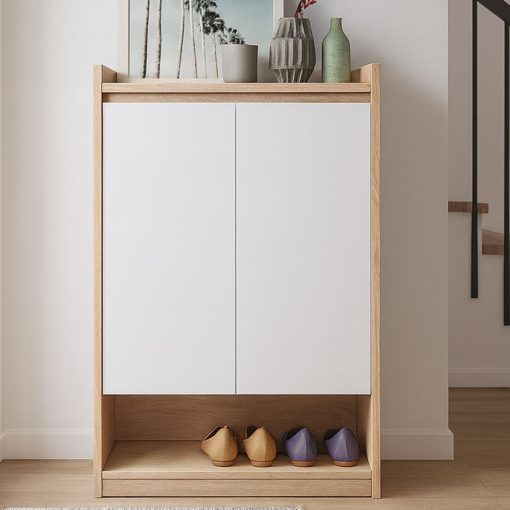 Shoe Cabinet, 80 × 35 × 100 cm - Wooden and White - AZ40020