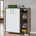 Shoe Cabinet, 90 × 40 × 100 cm - White and Wooden - AZ40025