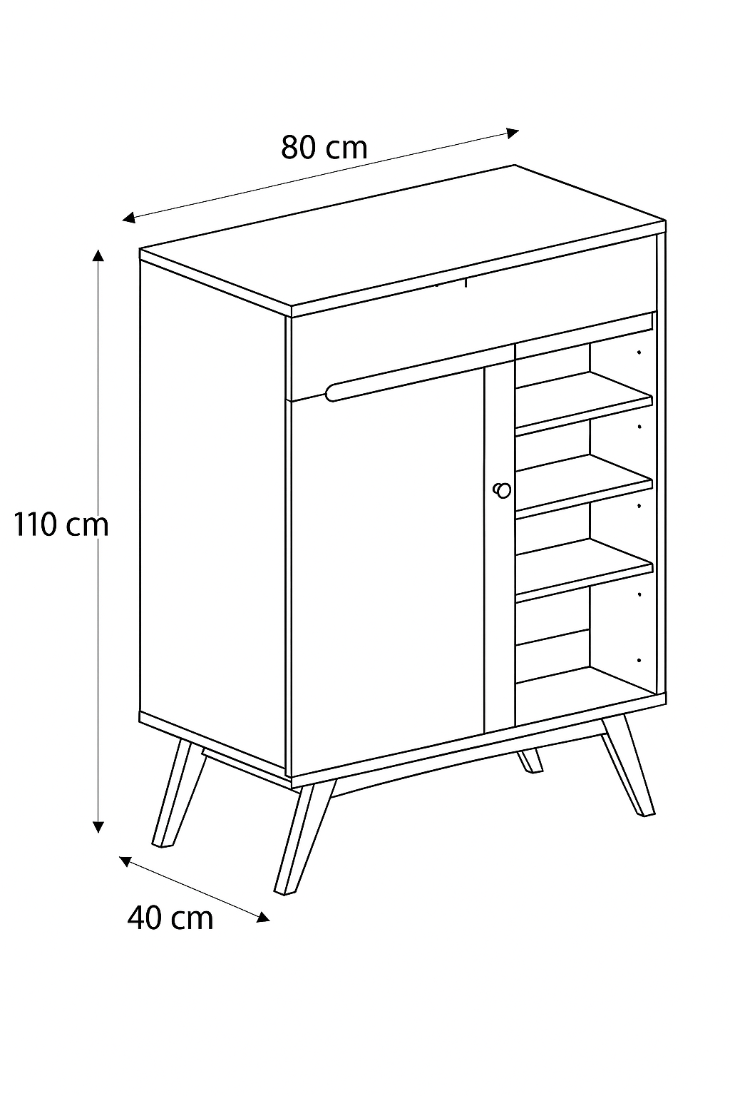 جزامة، 80 × 40 × 110 سم - بني وأبيض - AZ4003