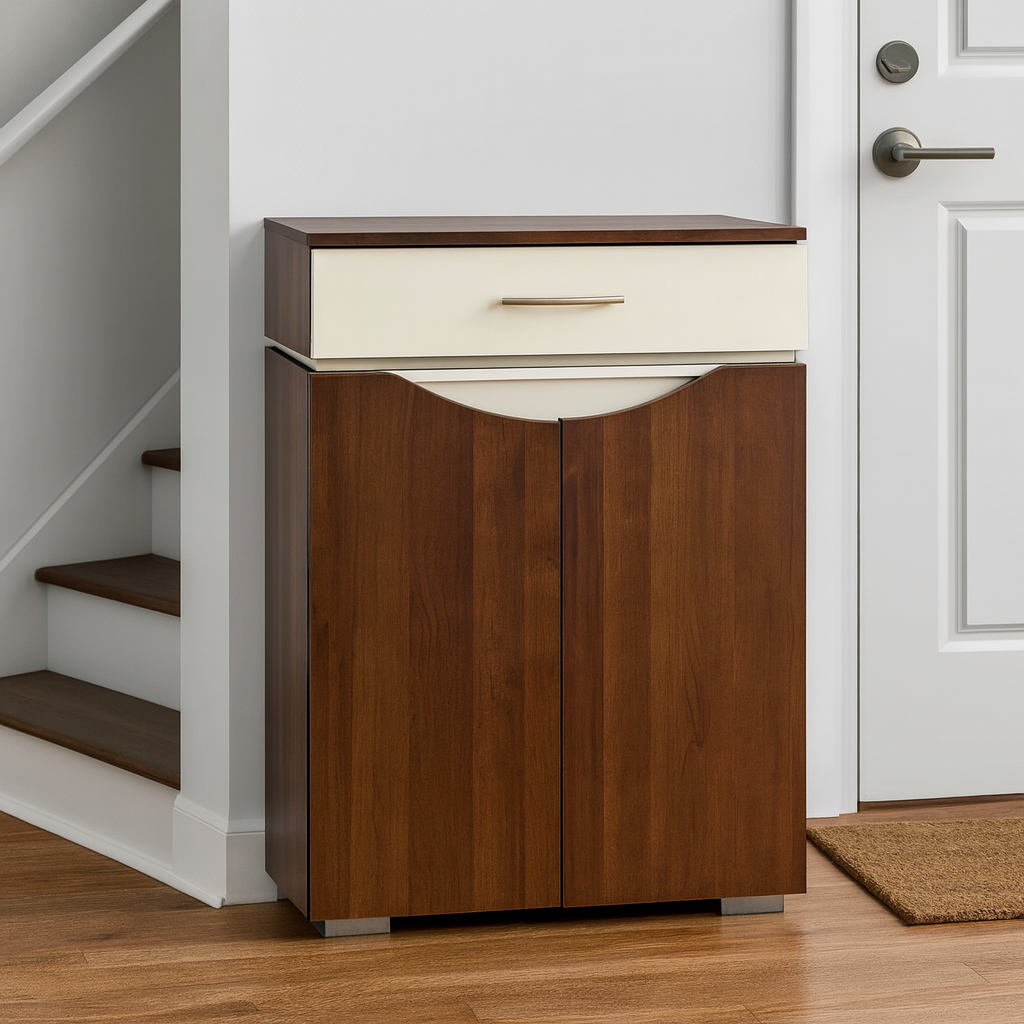Shoe Cabinet, 80 ×35 × 88 cm - Brown and White - AZ40035