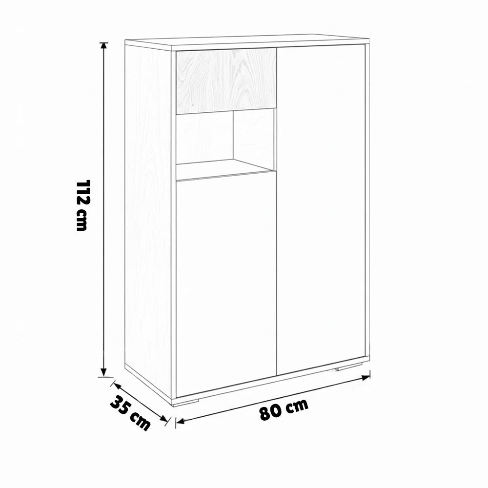 جزامة، 80 × 35 × 112 سم - أبيض وخشبي - AZ40050









