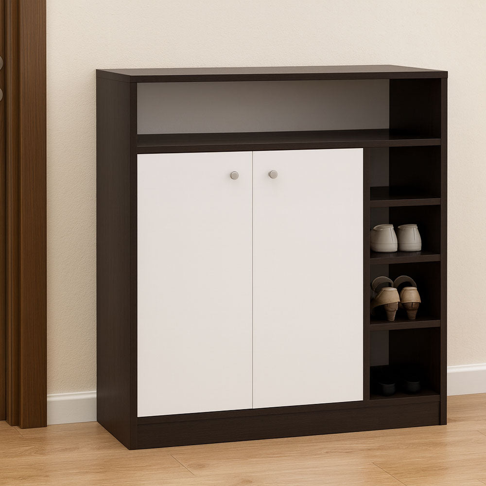 Shoe Cabinet, 90 × 35 × 100 cm - Black and White - AZ40053