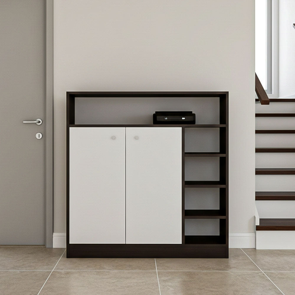 Shoe Cabinet, 90 × 35 × 100 cm - Black and White - AZ40053