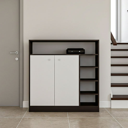 Shoe Cabinet, 90 × 35 × 100 cm - Black and White - AZ40053