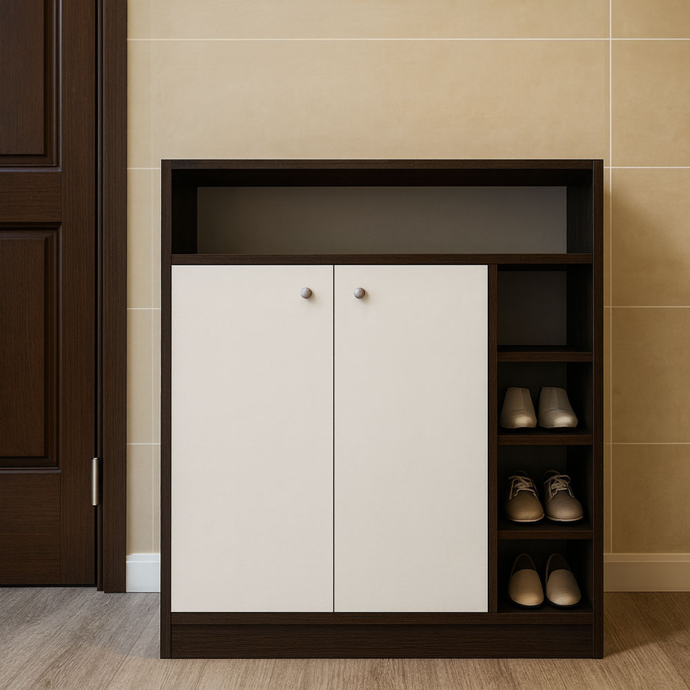 Shoe Cabinet, 90 × 35 × 100 cm - Black and White - AZ40053