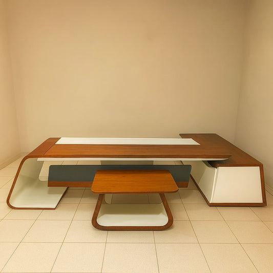 Desk 200 x 80 x 75 cm - Brown and white - AZ50001