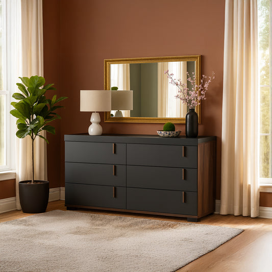 Unit Drawers, 120 × 40 × 80 cm - Black and Wooden - AZ500200