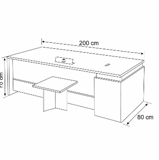 Desk 200 x 80 x 75 cm - Black - AZ50020