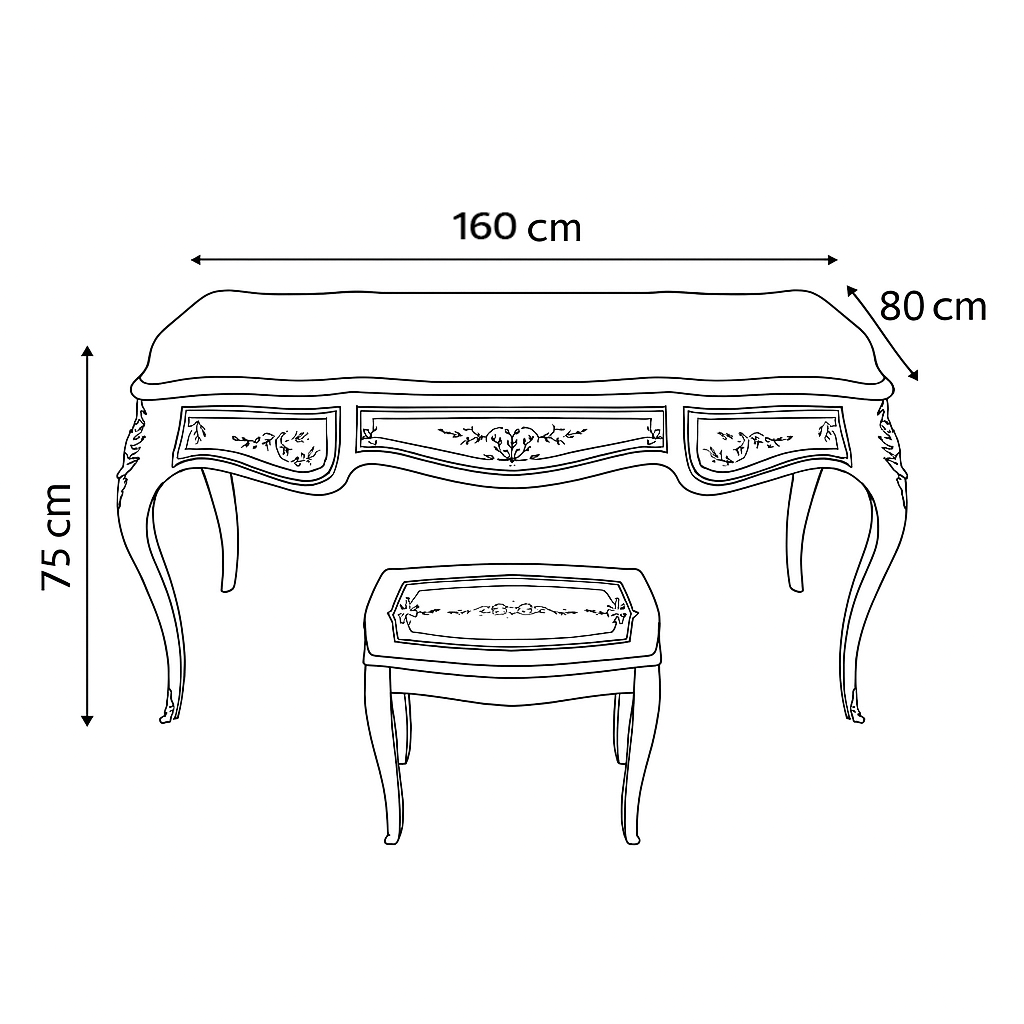 Desk 160 x 80 x 75 cm - Brown- AZ50024