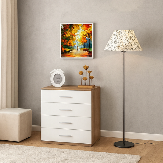 Unit Drawers, 73 × 45 × 73 cm - White and Wooden - AZ50028