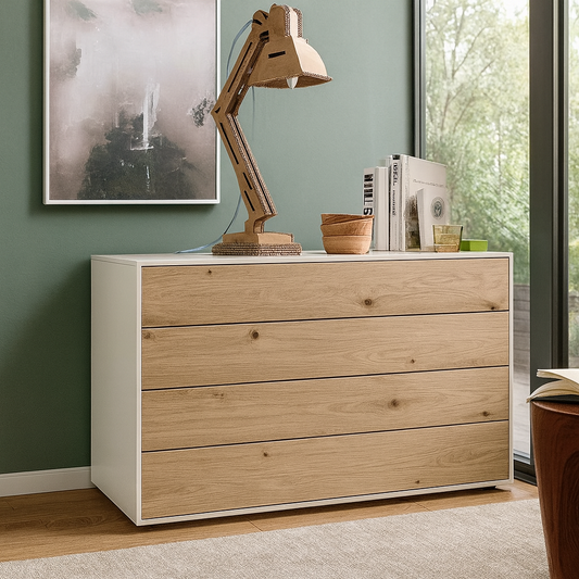 وحدة أدراج، 85×40×80 سم – أبيض وخشبي – AZ500290