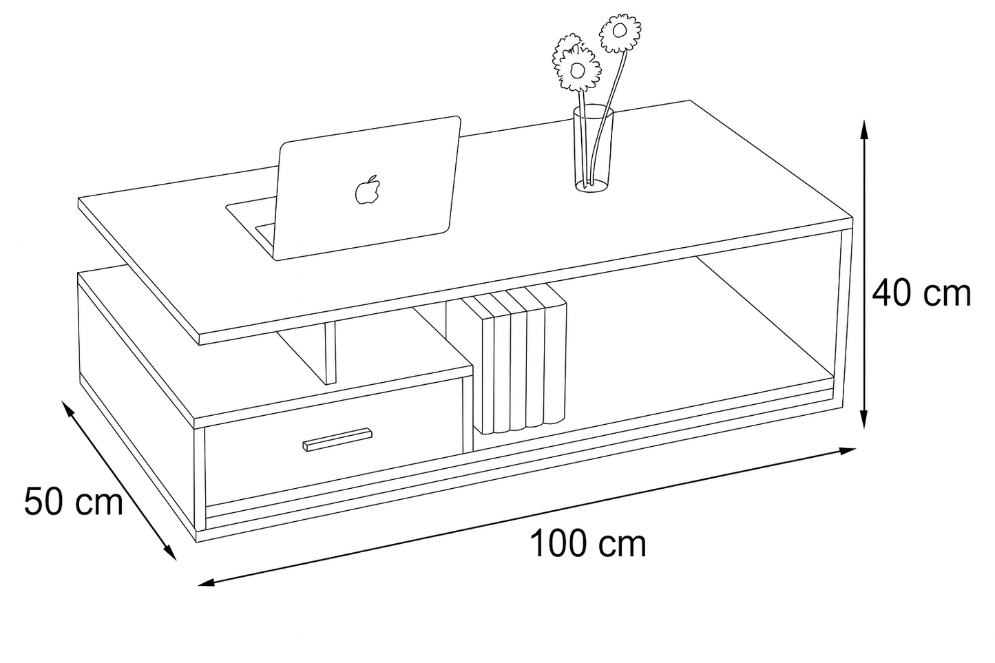 Reception Table, 100 × 50 × 40 cm - Wooden - AZH-00052