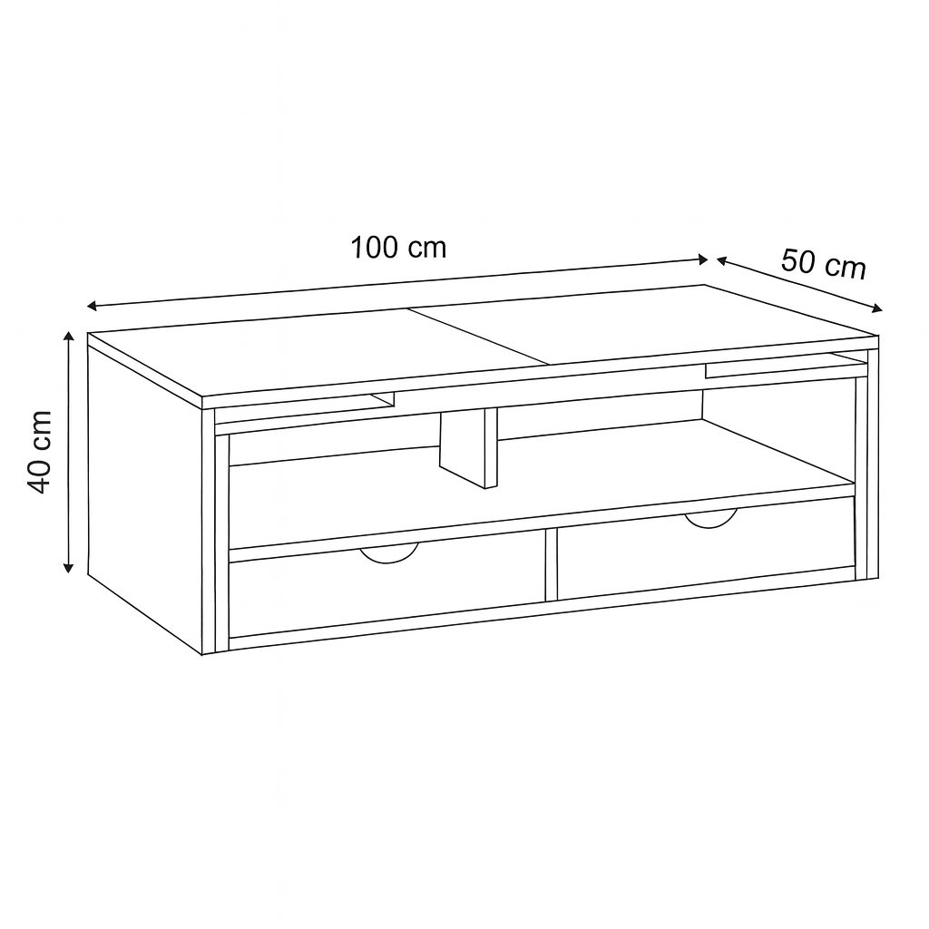 Reception Table, 100 × 50 × 40 cm - Wooden and White - AZH-00053
