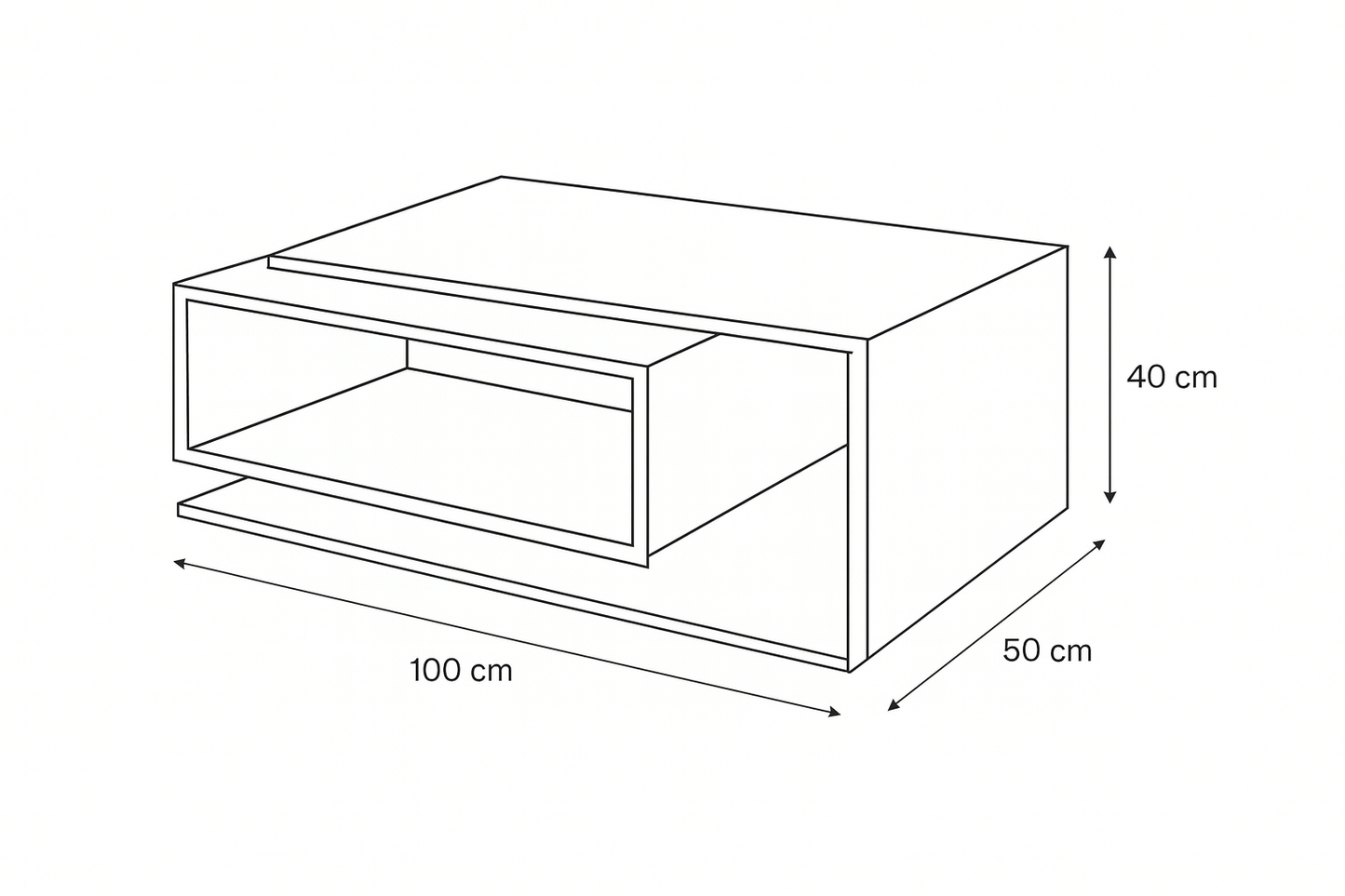 Reception Table, 100 × 50 × 40 cm - Wooden and Black - AZH-00055