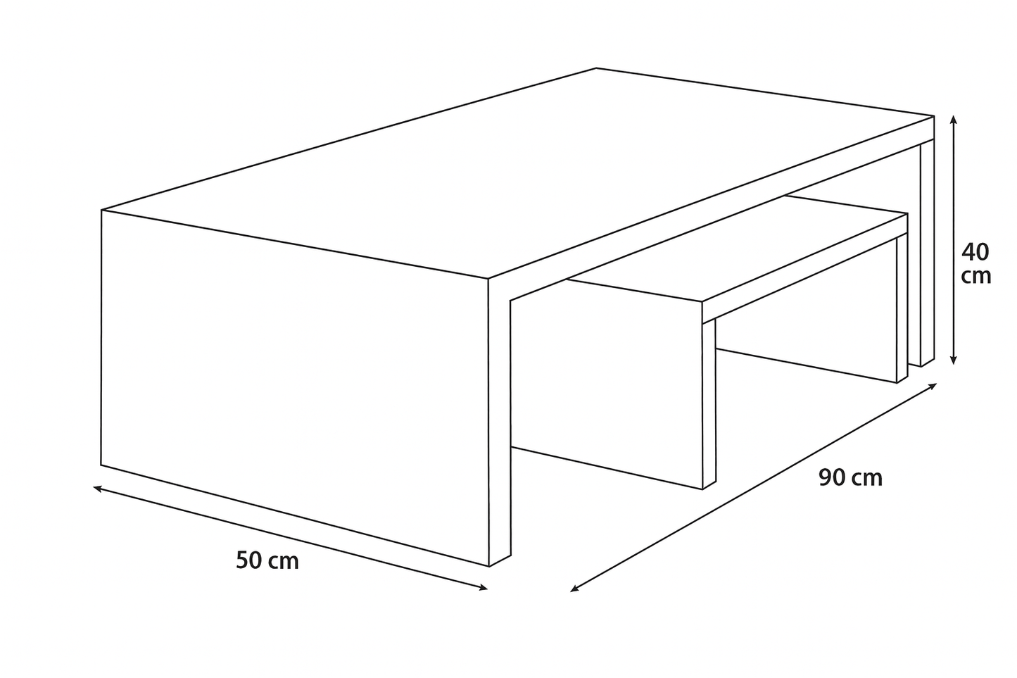 Reception Table, 90 × 50 × 40 cm - Wooden and Black - AZH-00060