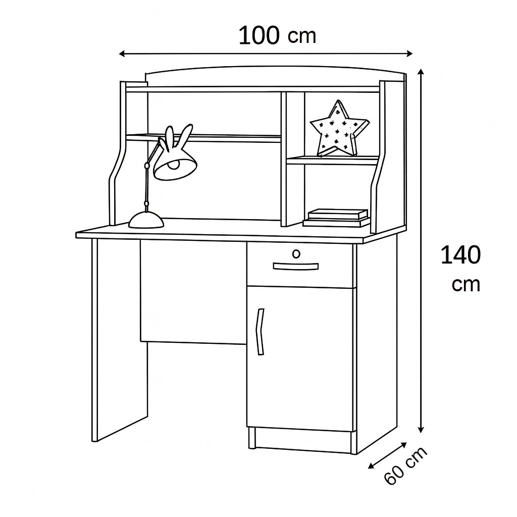 Desk 100 x 60 x 140 cm - wooden - AZ1200