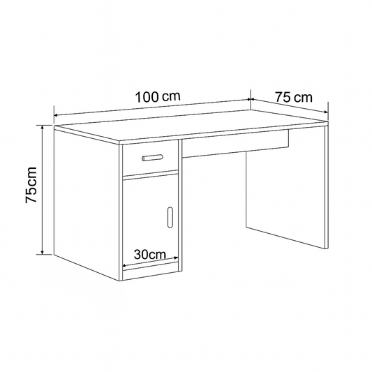 مكتب بمقاس 100 × 50 × 75 سم - أبيض وخشبي - AZ1167
