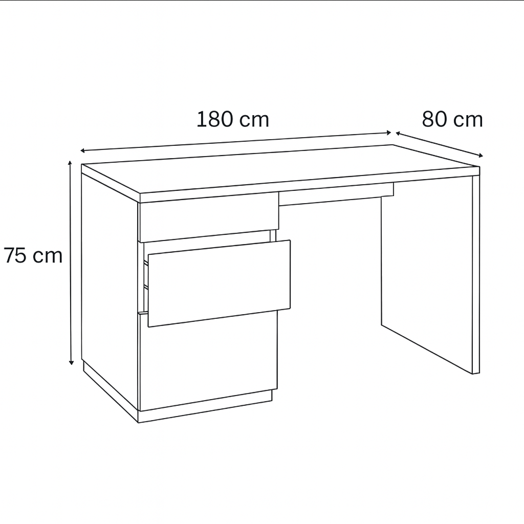 مكتب 180×80×75 سم – خشبي وأبيض – AZ11191