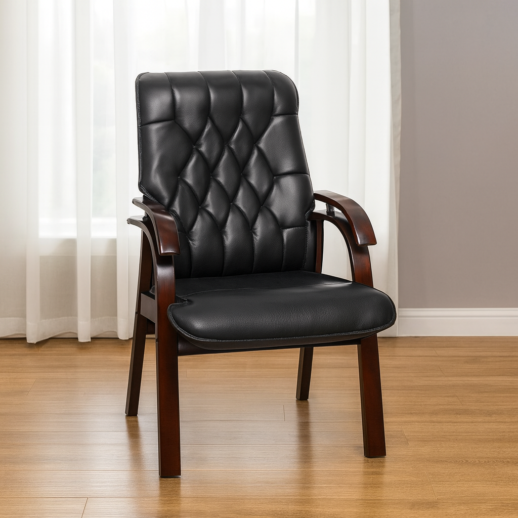 كرسي زائر تنفيذي خشبي 113×70×62 سم - أسود - موديل GL-207