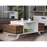 طاولة استقبال 100×60×50 سم - بني وأبيض - AZH-00024
