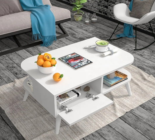طاولة استقبال 100×60×43 سم - أبيض - AZH-00034
