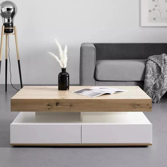 طاولة استقبال 100×60×40 سم - أبيض وخشبي - AZH-00040
