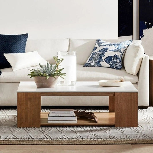 Reception Table, 120 × 50 × 50 cm - White and Brown - AZH-00051