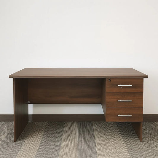 Desk 120×60×75 cm + Attached Drawer Unit – Brown – AZ50014