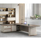 Desk 220 x 60x 75 - Beige and White - Natural wood - AZ12103