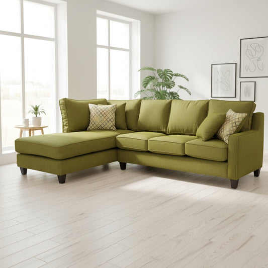 Modern Home Corner Sofa with Angled Shape (MDF Wood, Plywood) – Color: Brown-BASAK