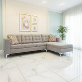 Modern L-Shaped Corner Sofa (MDF, Plywood)–Light Warm Grey -Izel