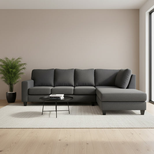 Home Corner Sofa (MDF, Plywood) –  Dark Gray– Loura