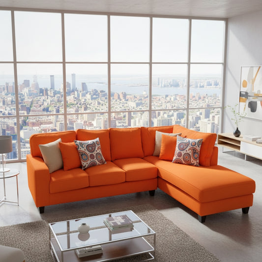 Home Corner Sofa (MDF, Plywood) –  very soft orange-LOURA