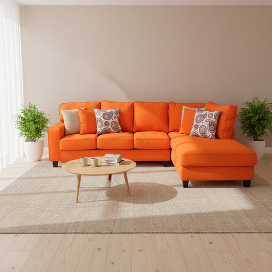 Home Corner Sofa (MDF, Plywood) –  very soft orange-LOURA