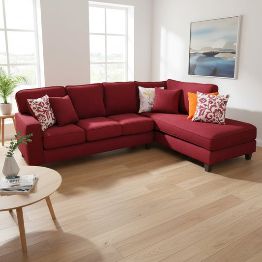 Home Corner Sofa (MDF, Plywood) – Maroon – Loura