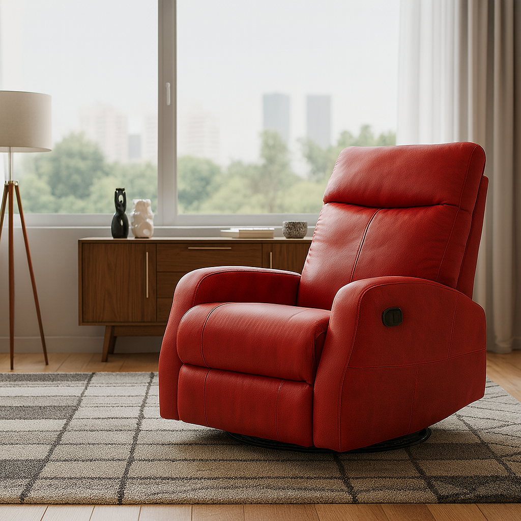 كرسي استرخاء فاخر باللون الأحمر  