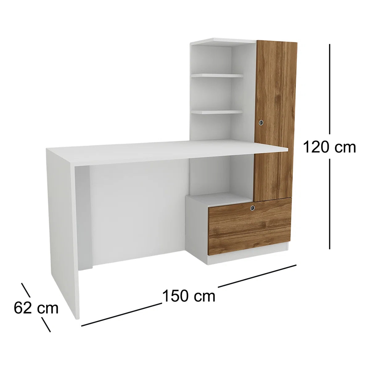 Desk 140 x 50 x 140 cm - Brown and White - AZ1072