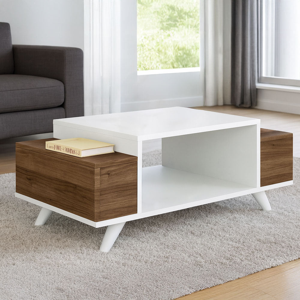 طاولة استقبال 100×60×50 سم - بني وأبيض - AZH-00024
