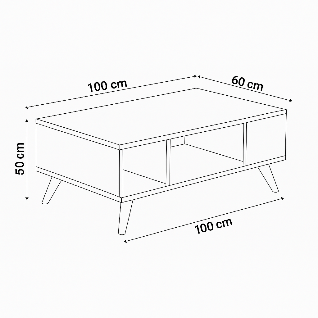 طاولة استقبال 100×60×50 سم - بني وأبيض - AZH-00024
