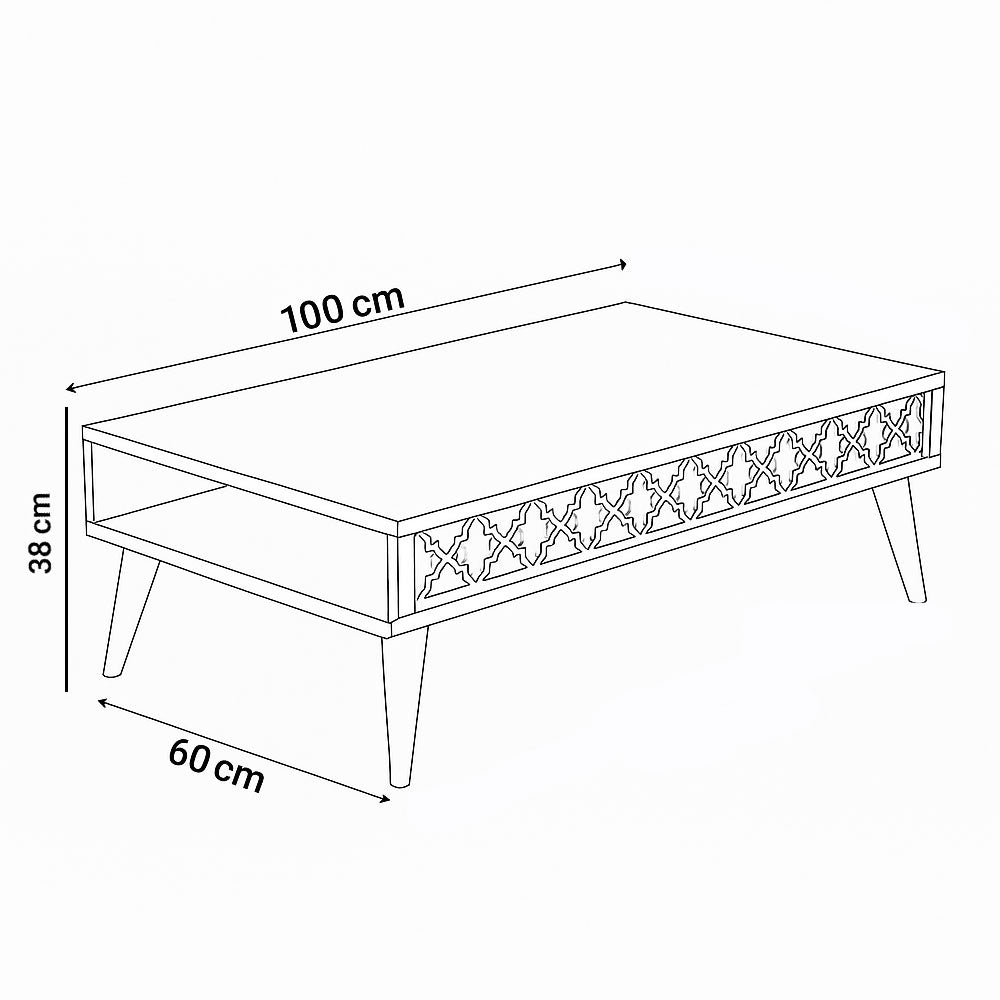 طاولة استقبال 100×60×38 سم - بني وأبيض - AZH-00025
