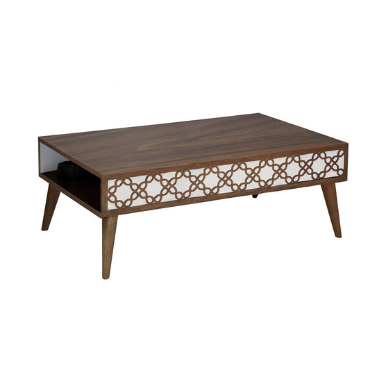 طاولة استقبال 100×60×38 سم - بني وأبيض - AZH-00025
