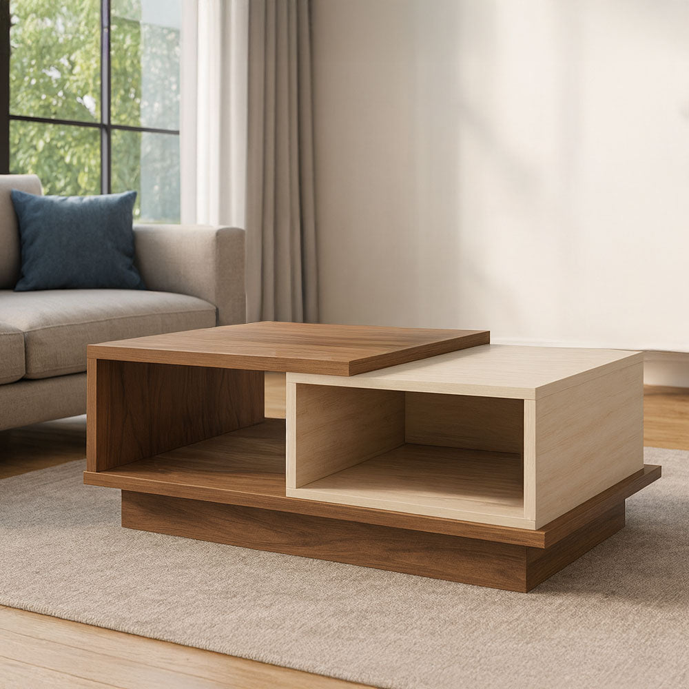 طاولة استقبال 90×42×50 سم - أبيض وخشبي - AZH-00028
