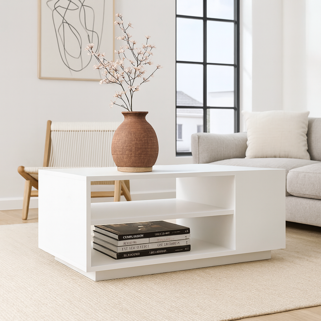طاولة استقبال 90×42×50 سم - أبيض - AZH-00032
