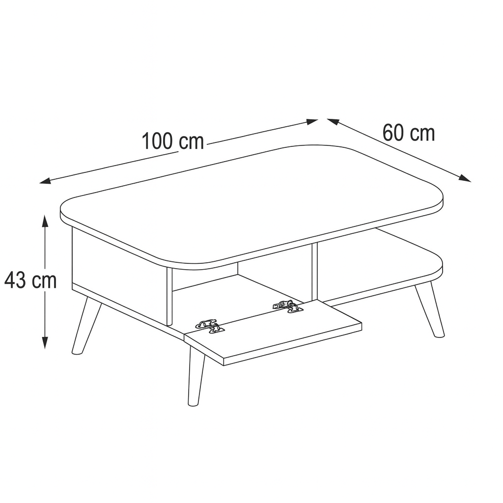 طاولة استقبال 100×60×43 سم - أبيض - AZH-00034
